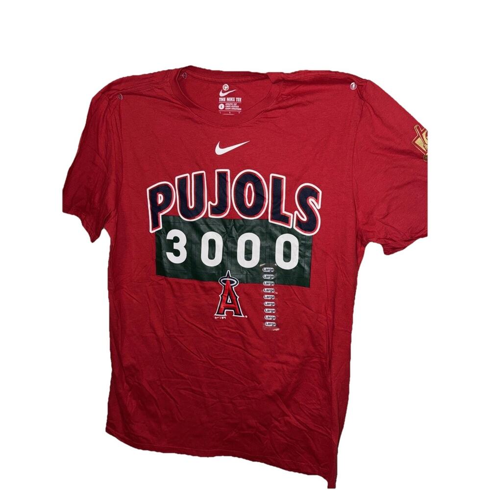 NEW Albert Pujols 3000 Hit Nike Size Large Red T-Shirt NWT Athletic Cut